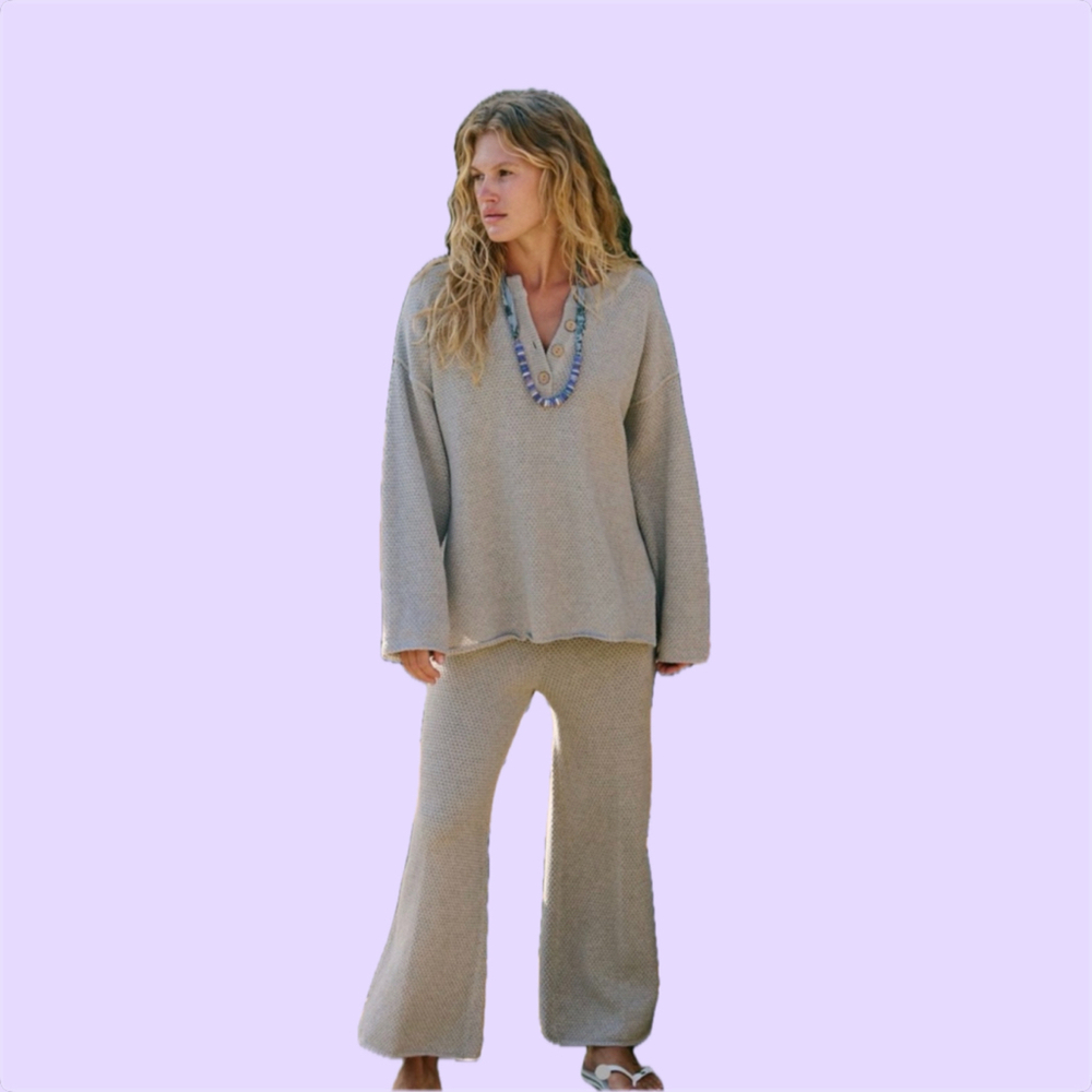 NWT Free People Beach Hailee Sweater set in Au Lait Size XL $128 Sold Out